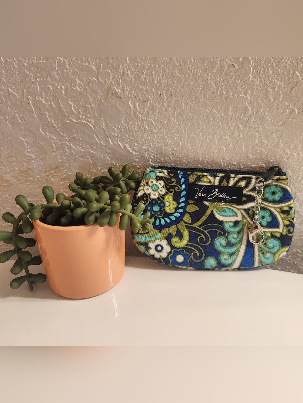 Vera Bradley Blue & Green Paisley Zip Coin Purse